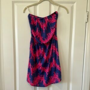 Lilly Pulitzer Pink and Blue Giraffe pattern sleeveless mini dress SZ XS